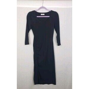 Michael Stars Dress XS Black Midi Bodycon Sexy Stretch USA Witch Goth Dark Fairy